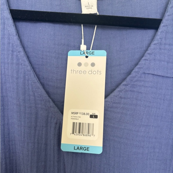 Blue linen 3dots Nordstrom shirt - Picture 2 of 4